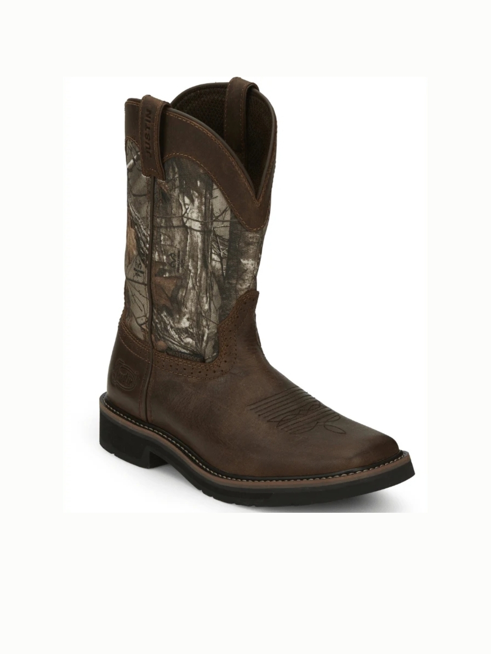 Justin Men's Stampede Trekker Camo Waterproof Pull-On Work Boots SE4676